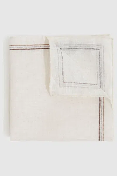 Reiss Ecru Linen Pocket Square