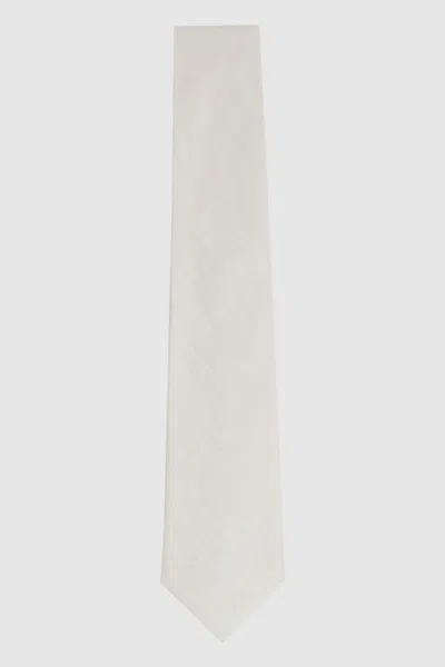 Reiss Ecru Linen Textured Tie