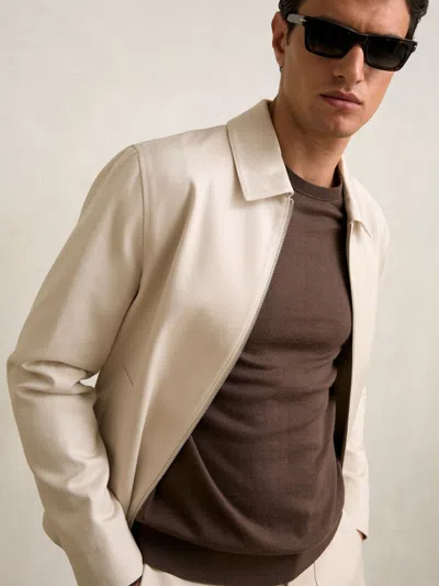 Reiss Ecru Lyocell-cotton Zip-through Twill Jacket In White