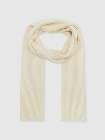 Reiss Ecru Merino Wool Rib-knit Scarf