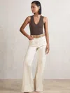 Reiss Ecru Patch Pocket Flared Jeans In Sand