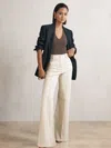 Reiss Ecru Petite Patch Pocket Flared Jeans In Neutral