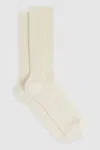 Reiss Ecru Ribbed Socks With Wool And Cashmere