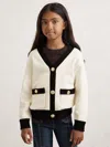 Reiss Ecru Tipped V-neck Cardigan In White