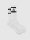 Reiss Ecru/chocolate Brown Monogram Cotton-blend Rib Sport Socks In White