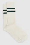 Reiss Ecru/forest Green Striped Socks With Wool And Cashmere
