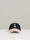 Reiss Ecru/navy Cotton Contrast-peak Logo Baseball Cap In Black