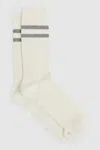 REISS ECRU/SOFT GREY STRIPED SOCKS WITH WOOL AND CASHMERE