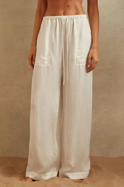 Reiss Eddie - Ivory Textured Wide Leg Cover-up Trousers, Us 8