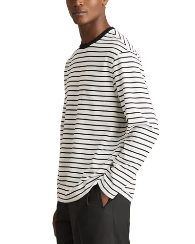 Reiss Eddie Regular Fit Striped Heavyweight Long Sleeve Shirt In White/navy
