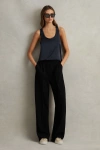 Reiss Black Half-elasticated Wide Leg Trousers