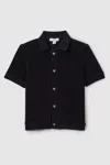 Reiss Kids' Eden - Navy Towelling Cuban Collar Shirt, Uk 13-14 Yrs