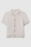 REISS EDEN - OFF WHITE TOWELLING CUBAN COLLAR SHIRT, AGE 3-4 YEARS