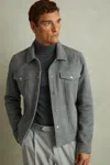 Reiss Sky Blue Eden Suede Trucker Jacket