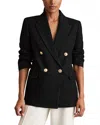 Reiss Eden Double Breasted Oversized Linen Blend Blazer In Black