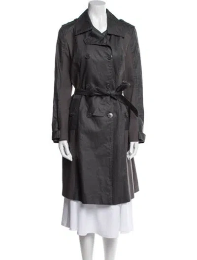 Pre-owned Reiss Eden Linen Trench Coat In Gray