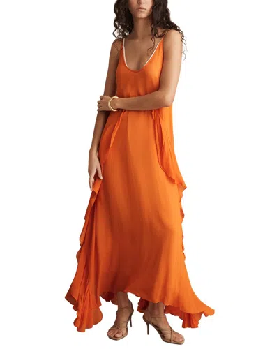Reiss Eden Ruffle Occasion Dress In Orange