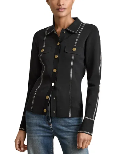 Reiss Eden Stitch Detail Top In Black