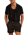 Reiss Eden Toweling Regular Fit Button Front Shirt In Navy