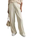 Reiss Myrtle Cropped Wide-leg Twill Trousers In Cream