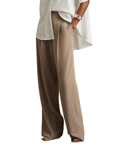 Reiss Eden Wide Leg Trousers In Mink Neutral