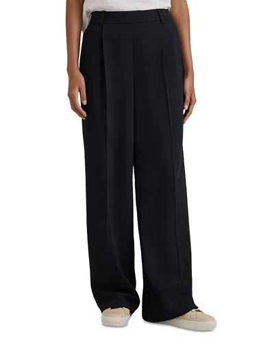 Reiss Eden Wide Leg Trousers In Navy