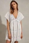Reiss White Broderie Mini Length Kaftan In White