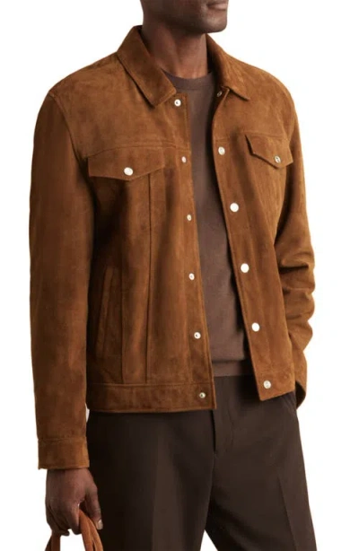 REISS REISS EDINGTON GOATSKIN SUEDE TRUCKER JACKET