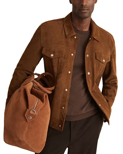 REISS EDINGTON SUEDE PRESS STUD TRUCKET JACKET