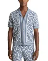Reiss Edmonds Short Sleeve Cuban Toweling Shirt In Soft Blue/white
