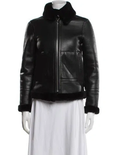 Pre-owned Reiss Eel Skin Biker Jacket In Black