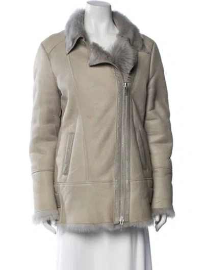 Pre-owned Reiss Eel Skin Coat In Neutrals