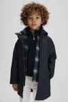 REISS EERO - NAVY JUNIOR WATER REPELLENT HOODED COAT, AGE 5-6 YEARS