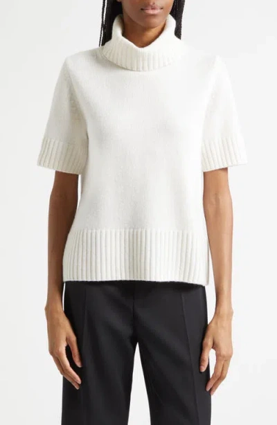 Reiss Elena Short Sleeve Cashmere Turtleneck Sweater In White
