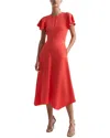 Reiss Eleni Cap Sleeve Occasion Midi Dress In Red
