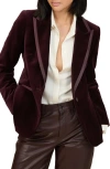 Reiss Burgundy Velvet Single-breasted Suit Blazer In Burgundy
