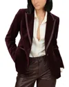 Reiss Burgundy Velvet Single-breasted Suit Blazer In Brown