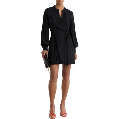 Reiss Eliana Long Sleeve Tie Belt Minidress In Blue