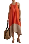 Reiss Elias Colorblock Relaxed Midi Dress In Orange