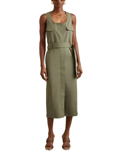 Reiss Elin Sleeveless Utility Midi Dress In Green