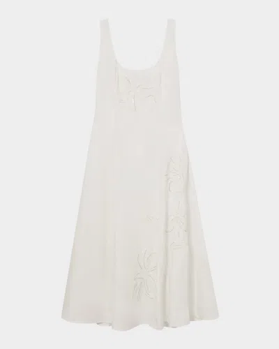 Reiss Elise Beaded Floral-embroidered Midi Dress