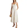 Reiss Womens Ivory Elise Floral-embroidered Linen Midi Dress In White