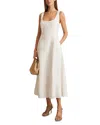 Reiss Womens Ivory Elise Floral-embroidered Linen Midi Dress In White