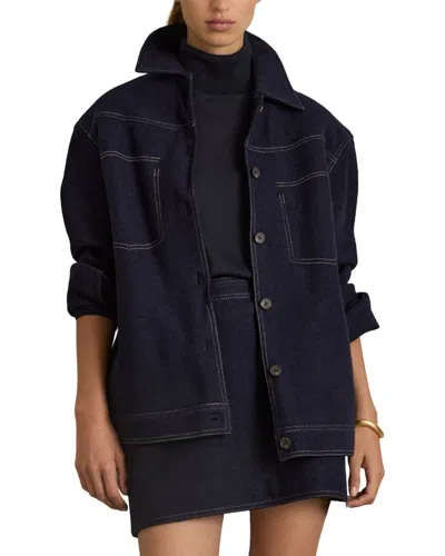 Reiss Elise Wool-blend Woven Shirt In Blue
