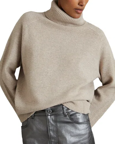 Reiss Oatmeal Wool-cashmere Roll-neck Jumper