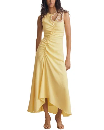 Reiss Yellow Atelier Embellished Shoulder Maxi Dress