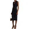 Reiss Ella Knitted Rib Midi Dress In Navy