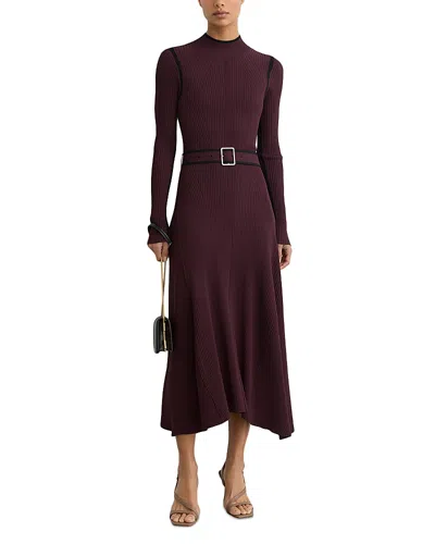 Reiss Ella Knit Dress In Burgundy