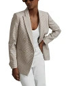Reiss Womens Beige Check Ella Dogtooth-pattern Wool-blend Blazer In Beige Check