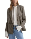 Reiss Ella - Black/camel Petite Wool Blend Double Breasted Dogtooth Blazer, Us 4 In Black/camel
